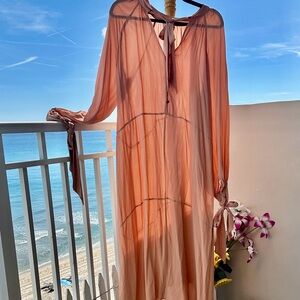 Elegant light coral midi/Maxie dress